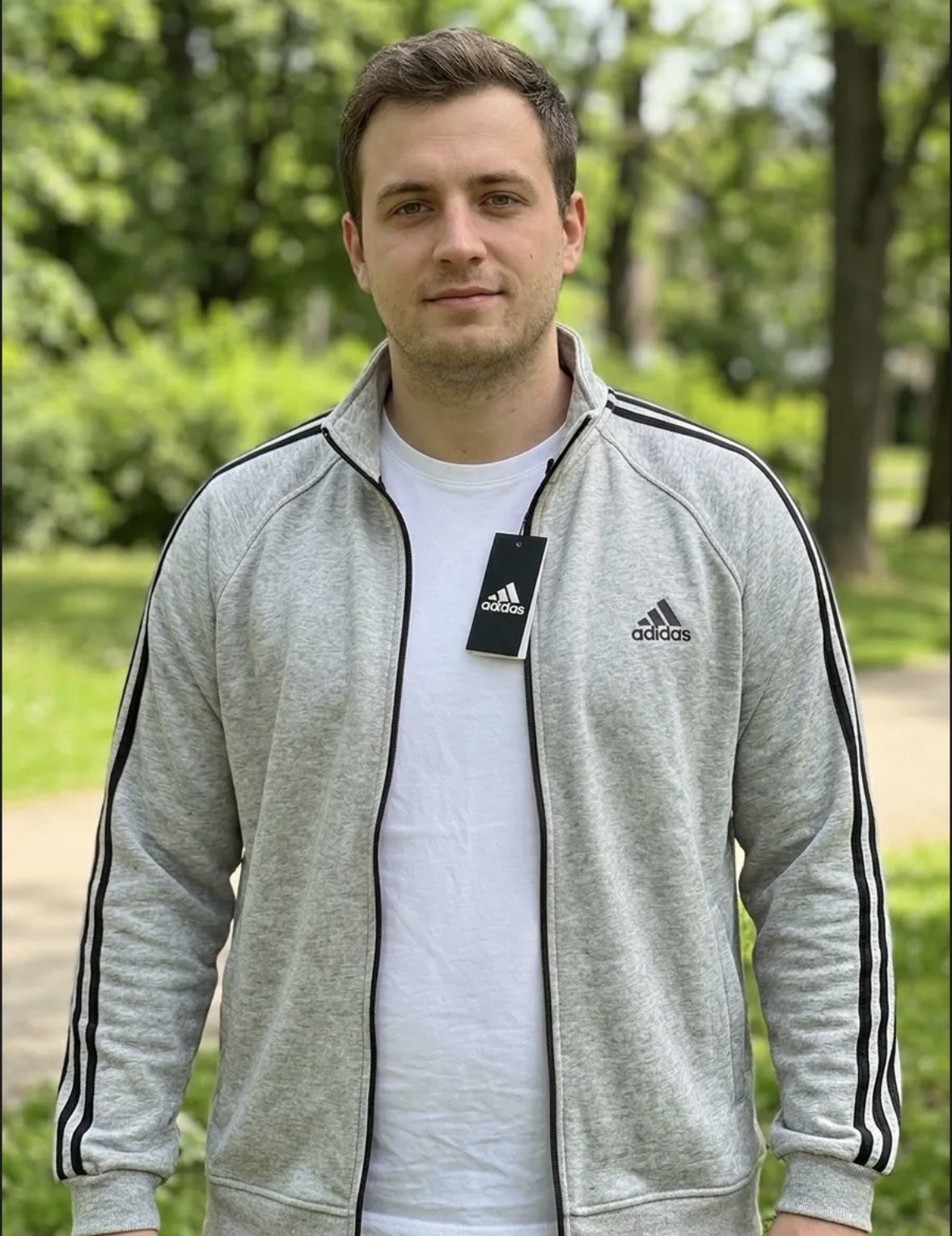 Олимпийка адидас серая — фото 2