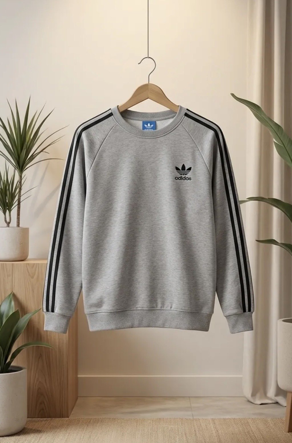 Свитшот adidas однотонный серый